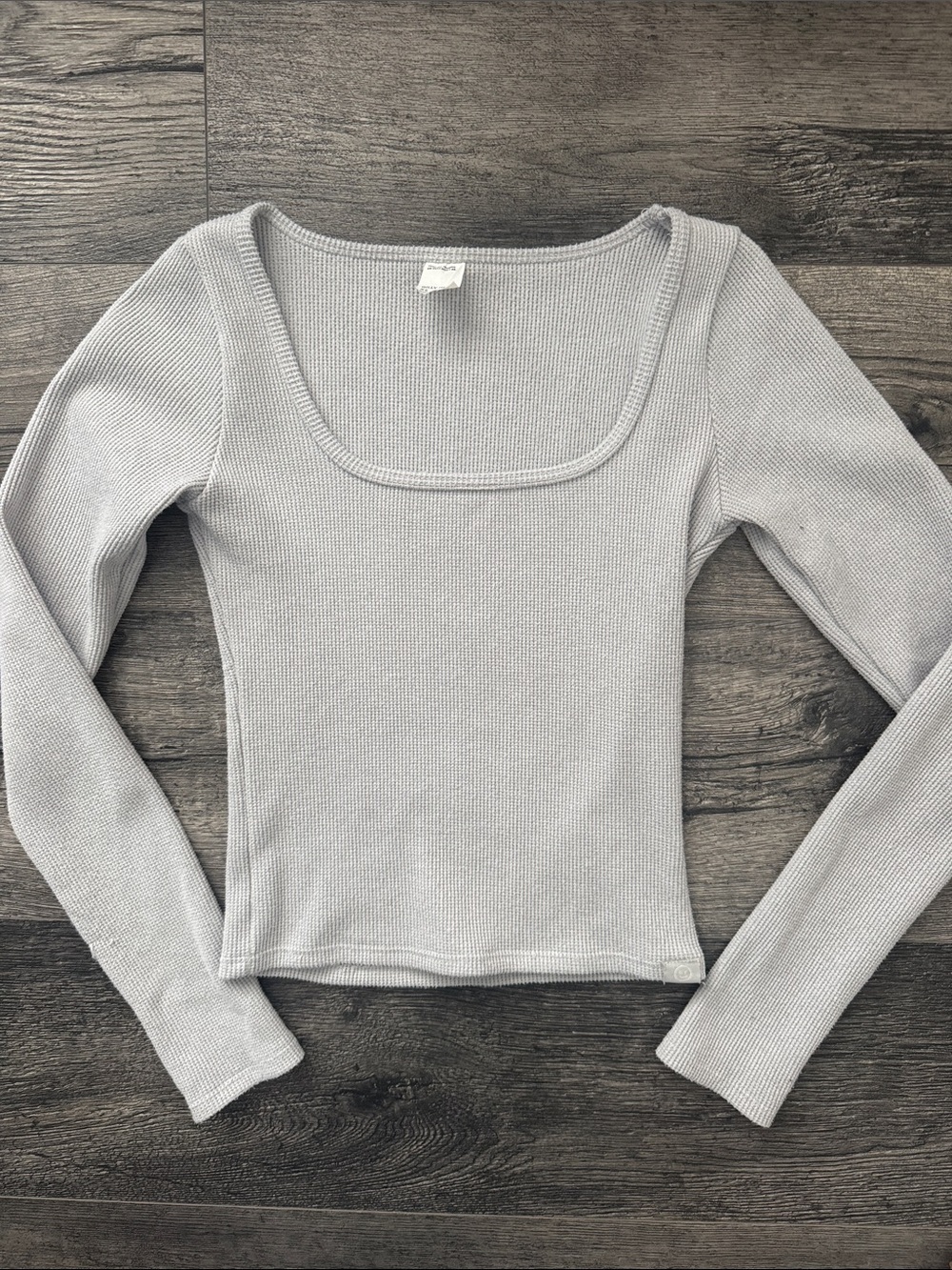 Gilly Hicks Long Sleeve waffle knit Grey Crop Top Size XS